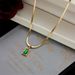 Niche retro titanium steel cube emerald diamond clavicle chain earrings high-end temperament versatile jewelry set_ipsvogv.com