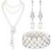 Fashion Three Piece Long Necklace Earrings High-end Pearl Bracelet Elegant Temperament Set_ipsvogv.com