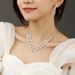 Elegant Bridal Jewelry Set - Rhinestone & Pearl Necklace & Earrings For Wedding_ipsvogv.com