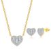 Women’s Jewelry Set Fashion heart shaped zircon necklace hip hop thread earrings for women color separated gold plated engagement jewelry set_ipsvogv.com