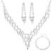 Bridal Jewelry Set - Exaggerated Rhinestone Necklace, Earrings & Bracelet In Sterling Silver (3-Piece Wedding Set)_ipsvogv.com