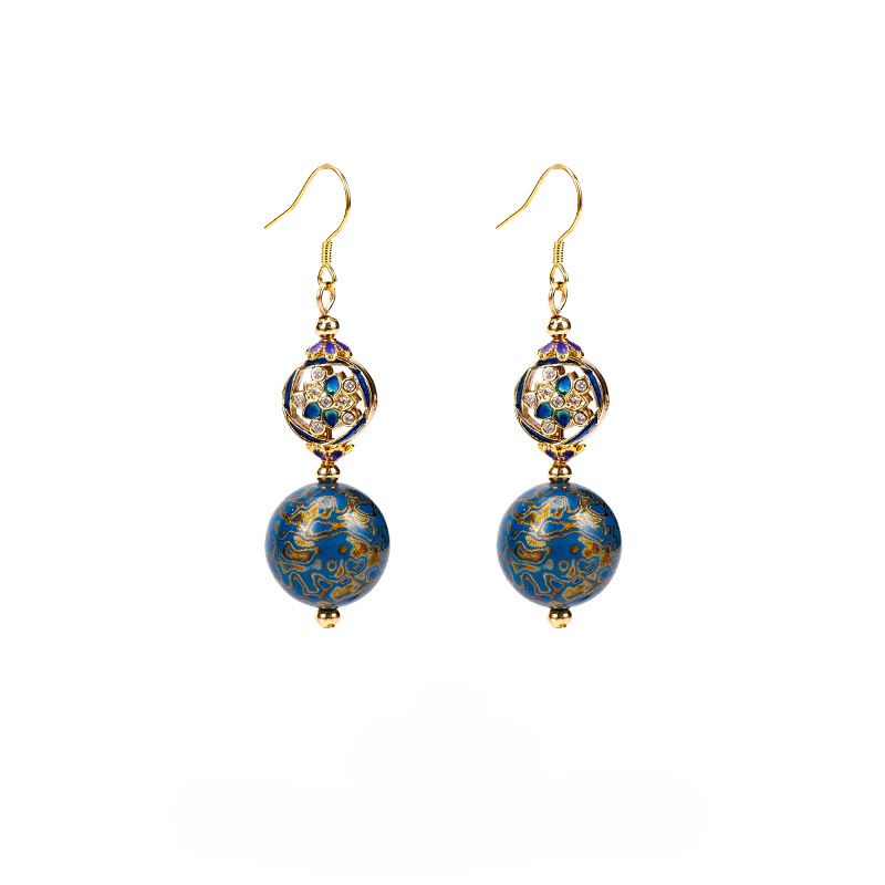Chinese intangible cultural heritage traditional craft "lacquer earrings" light luxury temperament retro fashion simple Tibetan trend_ipsvogv.com