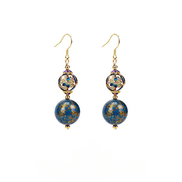 Chinese intangible cultural heritage traditional craft "lacquer earrings" light luxury temperament retro fashion simple Tibetan trend_ipsvogv.com
