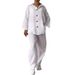 Women's Clothing 2 piece Set Large Size Cotton and Linen Shirt Set High Waist Loose Pants_ipsvogv.com