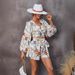 Women's Clothing flower long-sleeved shorts V-neck jumpsuit_ipsvogv.com