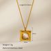 Square Cat's Eye Stone Pendant Necklace - Gold Plated Stainless Steel Clavicle Chain_ipsvogv.com