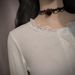 Black Lace Long Collarbone Necklace Wine Red Woven Rose Flower Neck Choker Tie Rope_ipsvogv.com