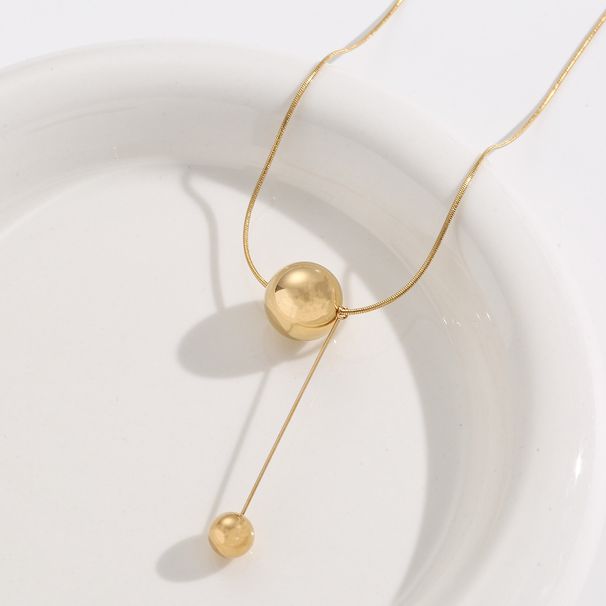 Gold Ball Titanium Steel Necklace for Women's New Cool and Luxury Style, Small and Popular Clavicle Chain for Women's_ipsvogv.com