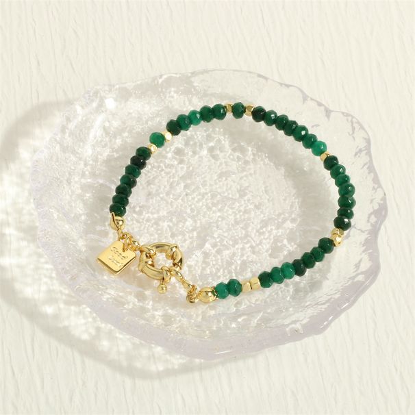 Jewelry & Accessories Niche Green Stone Beaded Necklace Female Fashion Single Loop Spring Buckle Square Brand Letter Bracelet Set_ipsvogv.com