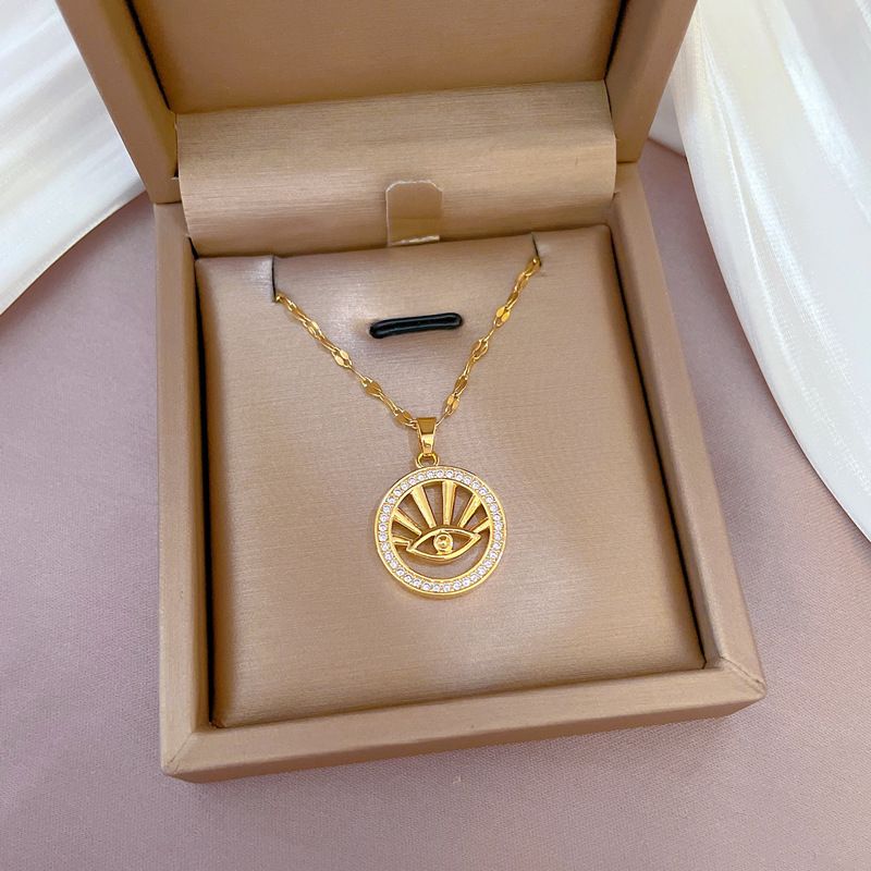 Steel 【 Titanium 】 Light Luxury Full Diamond Micro Inlaid Zircon Ring Devil's Eye Necklace Copper Plated True Gold 【 】_ipsvogv.com