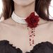 Rose Multi-layer Pearl Necklace Women Europe And The United States 2025 Spring And Summer Trendy Sweet And Cool Internet Celebrities Photo Accessories_ipsvogv.com