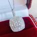 Cao Shi's Wedding Bridal Jewelry Sparkling Diamond Square Full Zircon Ring Necklace Set Of Two_ipsvogv.com