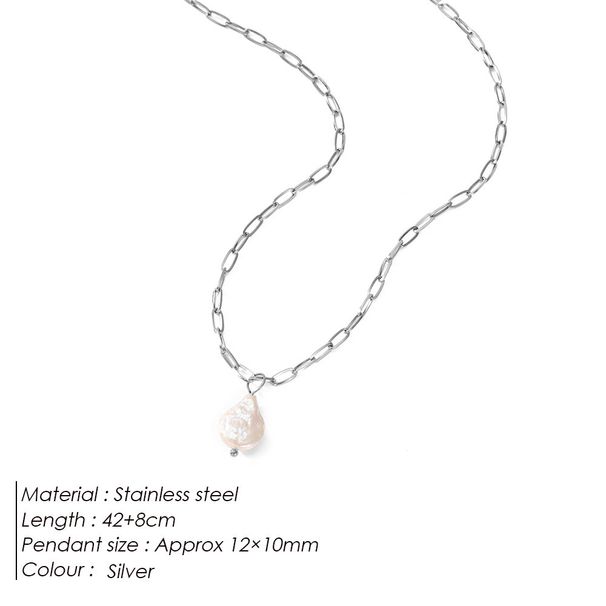 Women's Jewelry Fashion Y Shaped Stainless Steel Necklace Special Shaped Pearl Pendant Freshwater Pearl Chain Necklace_ipsvogv.com