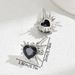version of Korean style fresh sweet simple and caring, niche, inlaid with black design earrings, versatile earrings_ipsvogv.com
