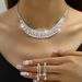 Women’s Jewelry Set Fashion New Style Dazzling Full Diamond Rhinestone Necklace Earrings Set Bridal Wedding Jewelry Temperament Simple Versatile Set_ipsvogv.com
