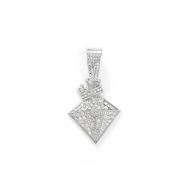 Hip Hop Full Diamond Crown Alloy Pendant Classic Fashion Men's Necklace Accessories_ipsvogv.com
