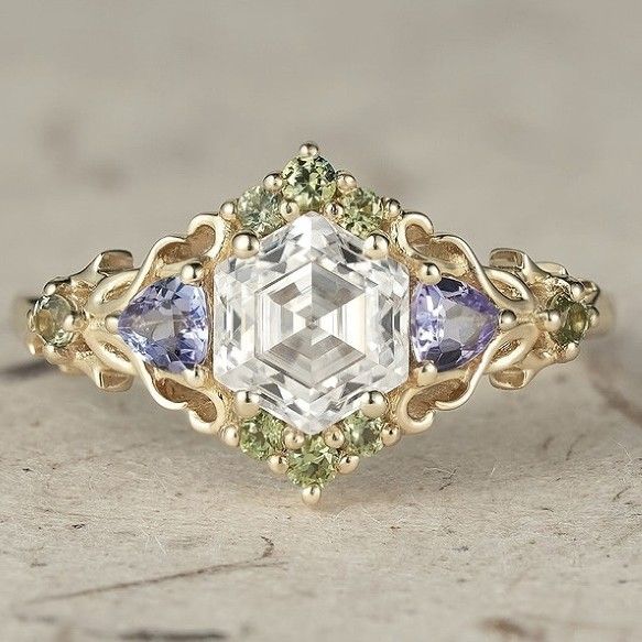 Sanjie's New Gold-plated Instagram Popular Women's Ring Hexagonal Irregular Italian Jewelry_ipsvogv.com
