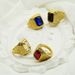 Fashion personality retro Viking rune ring trend simple colored gemstone men's ring_ipsvogv.com