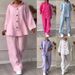 Women's Clothing 2 piece Set Large Size Cotton and Linen Shirt Set High Waist Loose Pants_ipsvogv.com