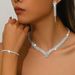 Women’s Jewelry Set Fashion Hot Sale Bridal Jewelry Exquisite And Simple Clavicle Necklace Earrings Set Wedding Dress Accessories_ipsvogv.com