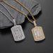Men's Jewelry Military Brand Square Pendant Hip Hop Necklace Copper Inlaid Zircon Rectangular Shield Pendant_ipsvogv.com
