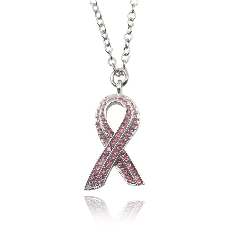 Hot Selling Care International Symbol Red Ribbon Diamond Necklace Choker Sweater Chain_ipsvogv.com