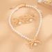 Sweet And Cool Ins Pearl Bead Set, Light Luxury Style Metal Bow Collarbone Chain Necklace Accessory_ipsvogv.com