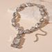 Light luxury style diamond-encrusted water drop square necklace exaggerated niche temperament high-grade collarbone necklace_ipsvogv.com