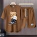 Men's Clothing 2024 Waffle Casual Summer Suit Men's Loose Teen Short sleeved T shirt Shorts Handsome Two piece Suit_ipsvogv.com