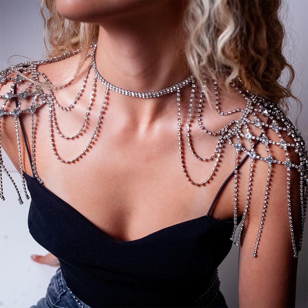 Hot-selling Rhinestone Body Chain, Hip-hop Punk Multi-layer Fringed Shoulder Chain, Stage Performance Accessories Chain_ipsvogv.com
