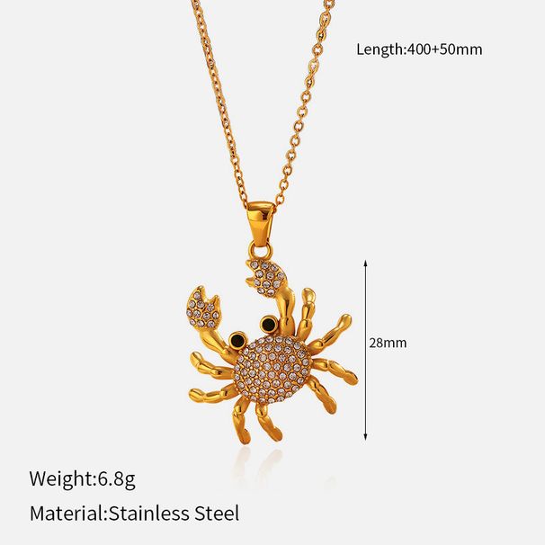 Diamond Crab Pendant Necklace - Fashion Beach Jewelry For Women_ipsvogv.com