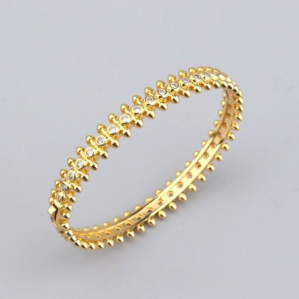Designer Women's Classic Dia Pyramid Liuding Bullet Set Zircon With Rose Gold Light Bracelet_ipsvogv.com