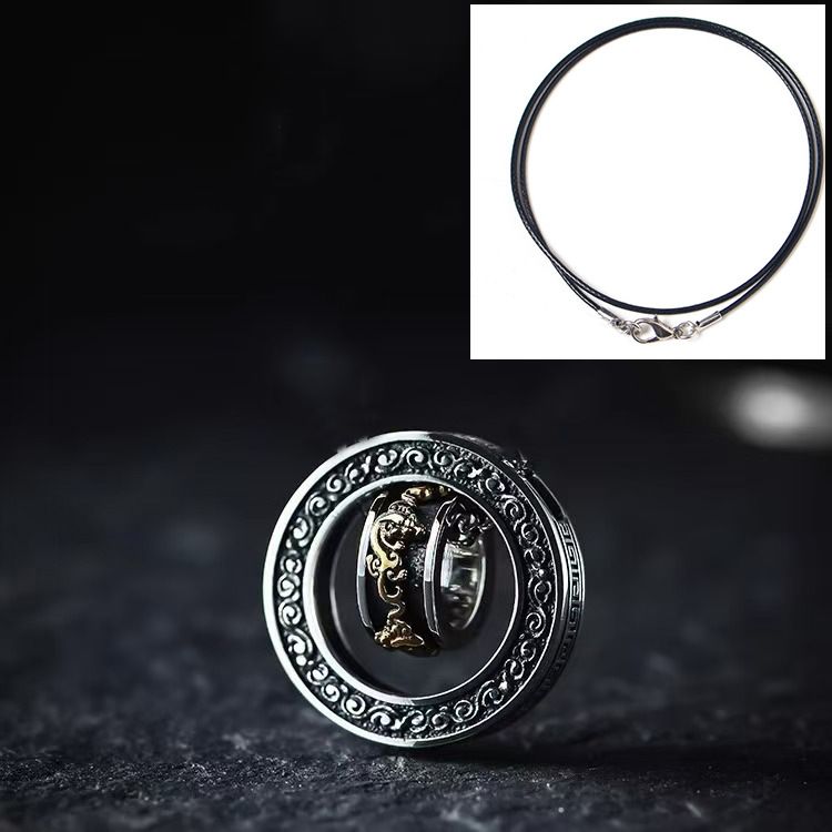 Taiyin's New Pixiu Transit Bead Necklace With Double Ring Men's Trendy Pendant, Fashionable, Simple And Personalized_ipsvogv.com