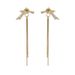 Earrings S925 Sterling Silver High-grade Zircon Tassel Earrings Electroplated Gold-plated Korean Style Women's Simple Niche All-match Jewelry_ipsvogv.com