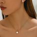 Minimalist Japanese and Korean style geometric pearl jewelry set, niche inlay craftsmanship, design sense, necklace,_ipsvogv.com