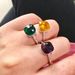 Faceted Geometric Copper Ring Multi-Color Crystal Mushroom Head Jewelry For Men And Women_ipsvogv.com