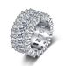 New Exaggerated Three Rows Full Diamond Ring With AAA Zircon Inlaid In Women's Fashion_ipsvogv.com
