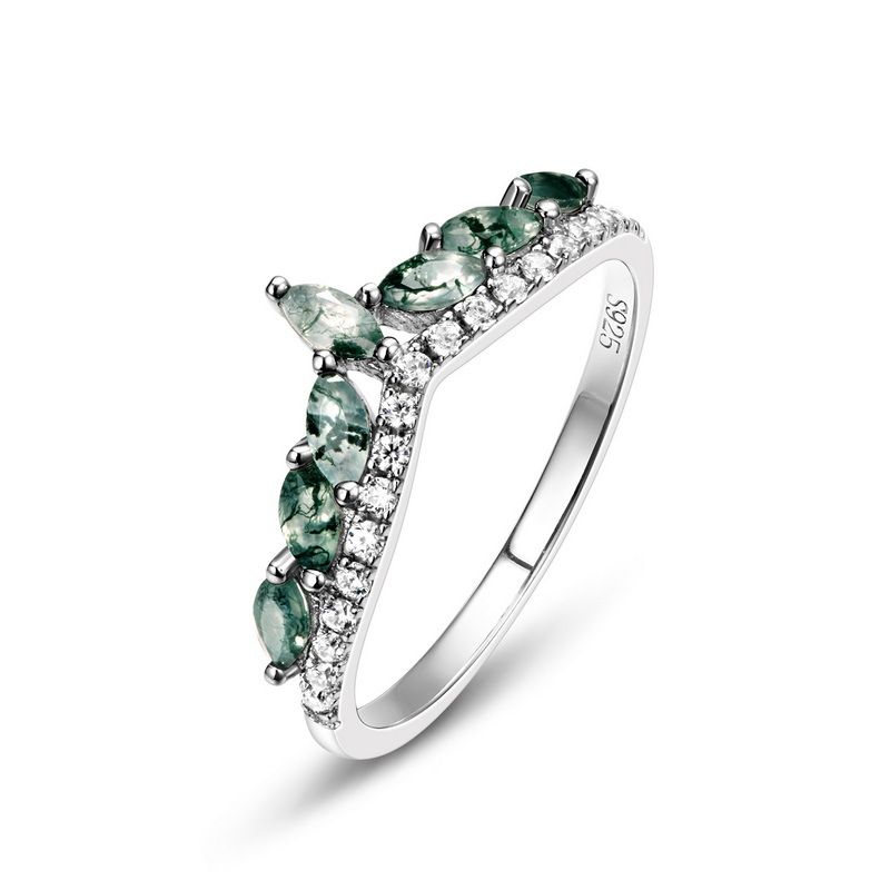 Exclusively For S925 Silver Green Moss Ring Water Grass Agate Hand Jewelry Noble Light Luxury Fashion_ipsvogv.com