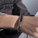 Trendy Yellow Tiger Double Layer OT Buckle Titanium Steel Bracelet Natural Matte Map Stone High-end Versatile Men's_ipsvogv.com