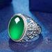 New Elegant And Bold Jade Temperamental Green Agate Adjustable Ring, Chalcedony Hollow Ring_ipsvogv.com
