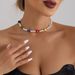 Simple Special-shaped Pearl Beaded Glass Flower-shaped Devil's Eye Necklace Necklace Necklace For Women_ipsvogv.com