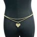 Sexy personality double layer heart pendant waist chain belly dance fashion full diamond belly button body chain accessories_ipsvogv.com
