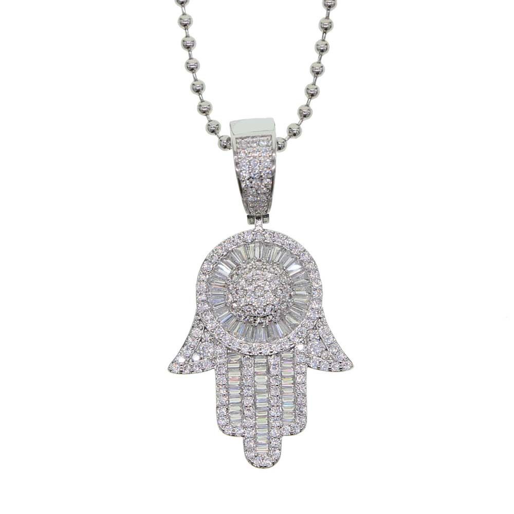 Women's Jewelry Retro Palm Pendant Hip Hop Trend Inlaid Zircon Couple Necklace_ipsvogv.com