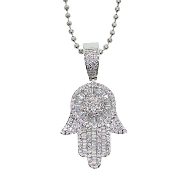Women's Jewelry Retro Palm Pendant Hip Hop Trend Inlaid Zircon Couple Necklace_ipsvogv.com