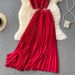 Women's fashion high-waisted lean pressed chiffon skirt two-piece set_ipsvogv.com
