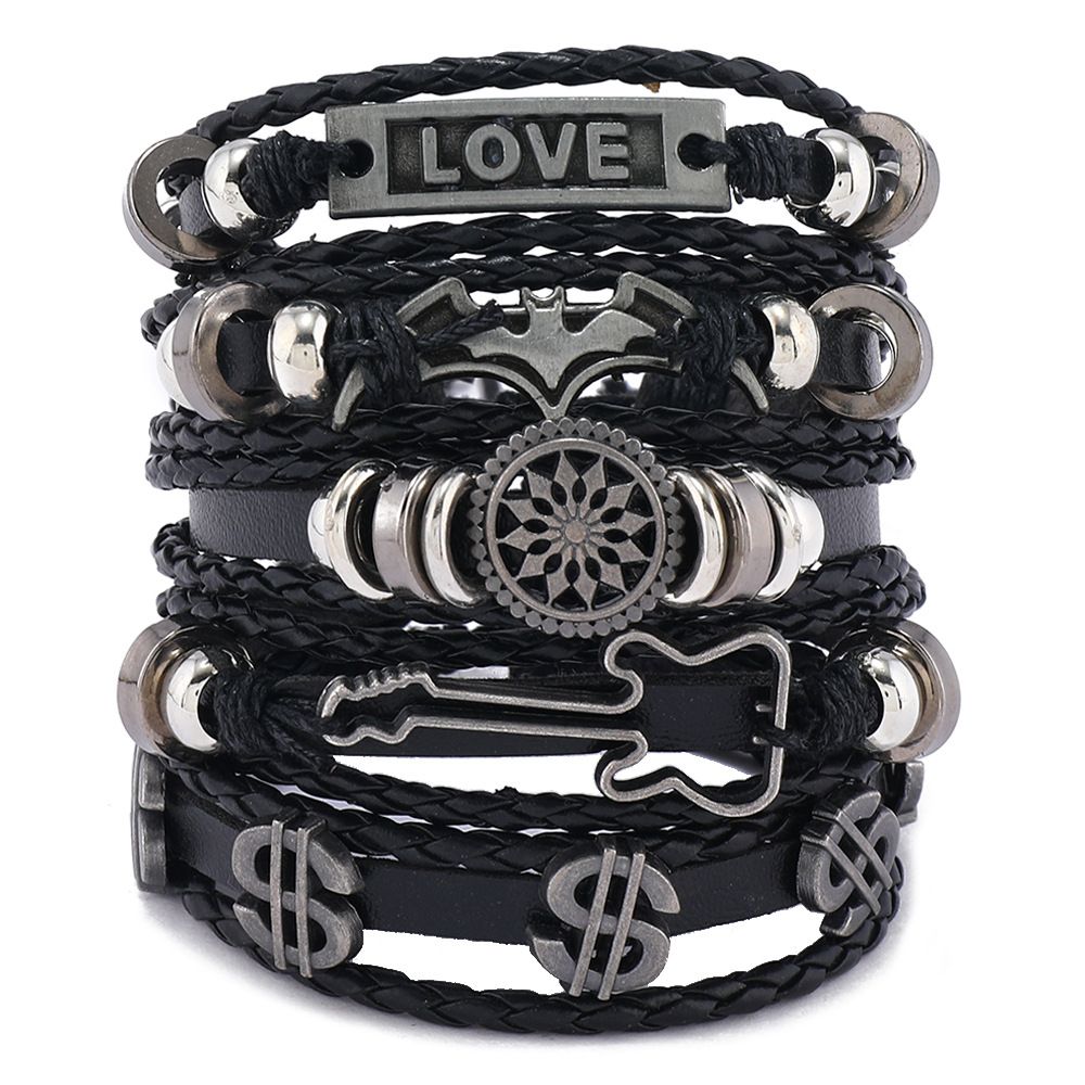 Leather Handmade Woven Men's Bracelet Hip Hop Punk DIY Kit Series Jewelry_ipsvogv.com