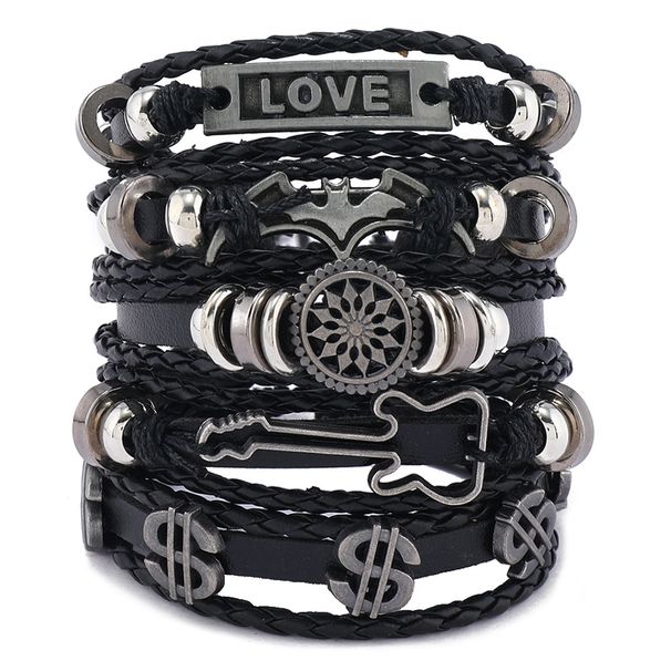 Leather Handmade Woven Men's Bracelet Hip Hop Punk DIY Kit Series Jewelry_ipsvogv.com