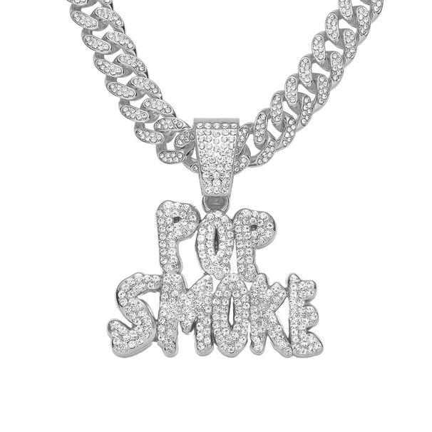 Hip Hop Exaggerated POP Letter Full Diamond Pendant Necklace Personalized Nightclub Men's Cuban Chain_ipsvogv.com