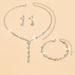 Women’s Jewelry Set Fashion Simple Water Diamond Women's Earrings Necklace Bracelet Three Piece Set Wedding Accessories Necklace Silver Jewelry_ipsvogv.com