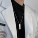 Titanium steel square necklace men's simple 26 English letters pendant niche design accessories trendy accessories_ipsvogv.com